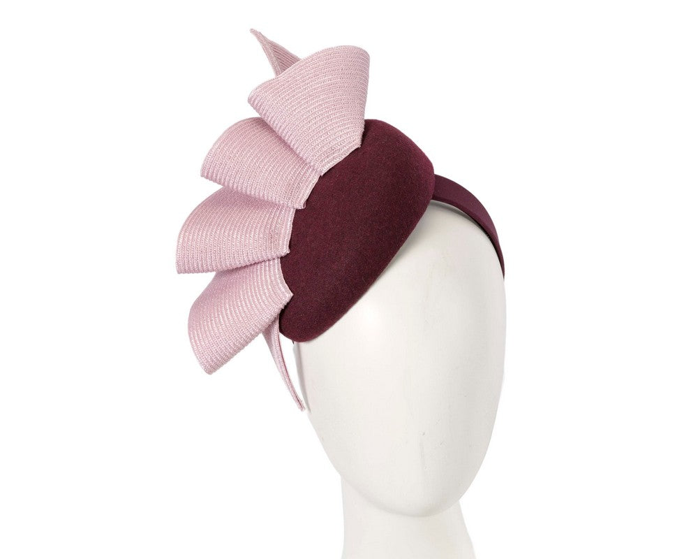 Wine & pink pillbox fascinator by Fillies Collection-0